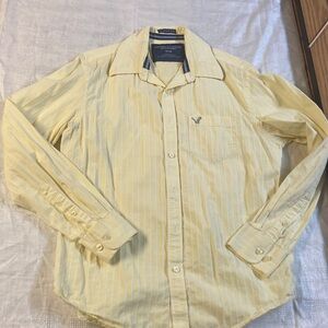 American Eagle Outfitters Light Yellow Striped Shirt